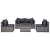 vidaXL Set Divani da Giardino 5 pz con Cuscini in Polyrattan Grigio