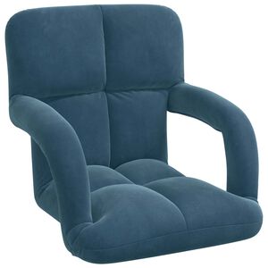 vidaXL Sedia a pavimento regolabile Blu Velluto