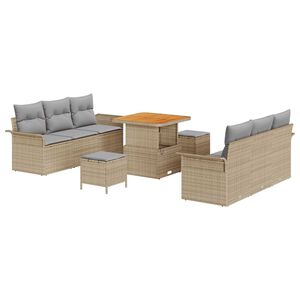 vidaXL Set Divano da Giardino 9 pcs Beige polyrattan