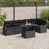 vidaXL Set Divano da Giardino con cuscino 7 pcs Nero Poly Rattan
