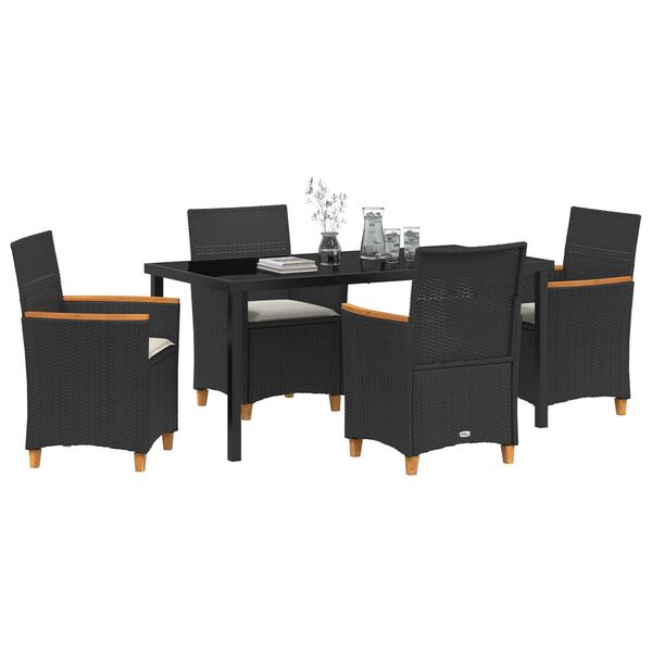 vidaXL Set da Pranzo per Giardino 5 pcs Nero polyrattan