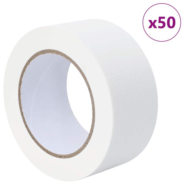 vidaXL Nastri Adesivi per Pittori 50 pcs Bianco 50mm x 50m Carta