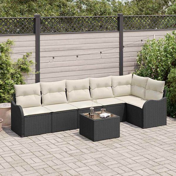 vidaXL Set Divano da Giardino Nero polyrattan
