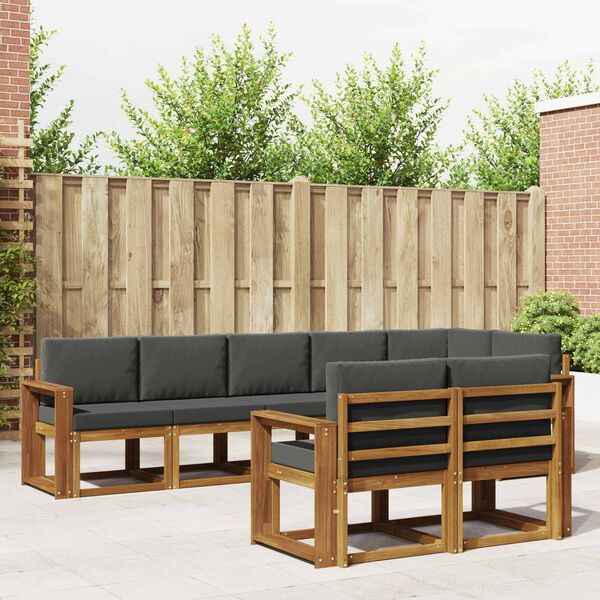 vidaXL Set di divani da esterno con cuscino 8 pcs Naturale e Antracite