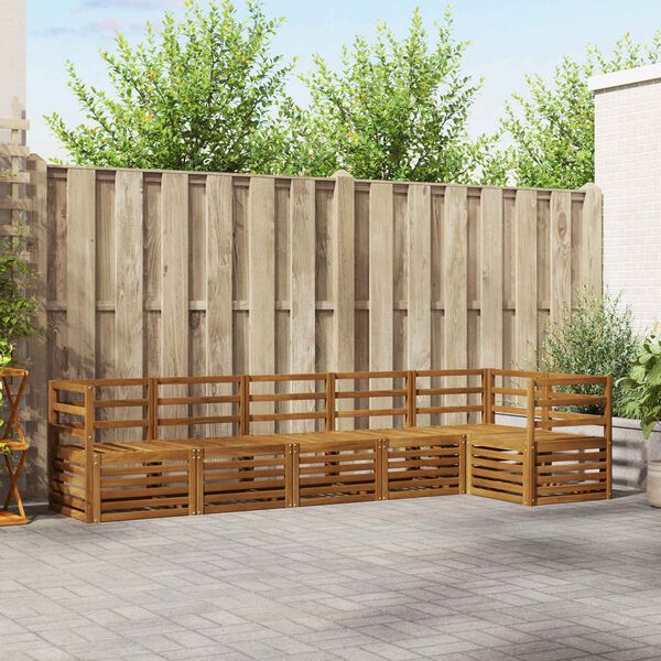 vidaXL Set divani 6 pcs Naturale Legno di Acacia Massello