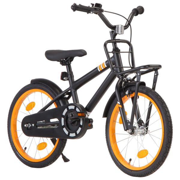 vidaXL Bici per Bambini con Trasportino Frontale 18'' Nero e Arancione