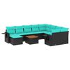 vidaXL Set Divani da Giardino 11 pz con Cuscini Nero in Polyrattan