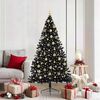 vidaXL Albero di Natale artificiale con luci integrate Nero 180 cm PVC