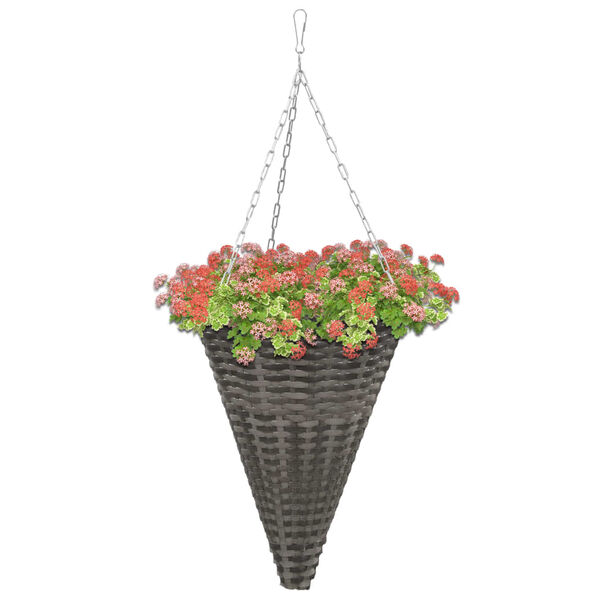 vidaXL Cesti di Fiori Sospesi 2 pz in Polyrattan Grigio