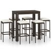 vidaXL Set da Bar da Giardino 7 pz con Cuscini in Polyrattan Marrone