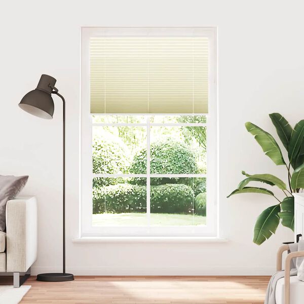 vidaXL Tenda Plissettata Crema 115x200 cm Larghezza Tessuto 114,4 cm