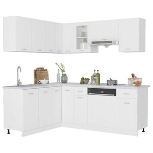 vidaXL Set Armadi da Cucina 11 pz Lyon Bianco in Truciolato