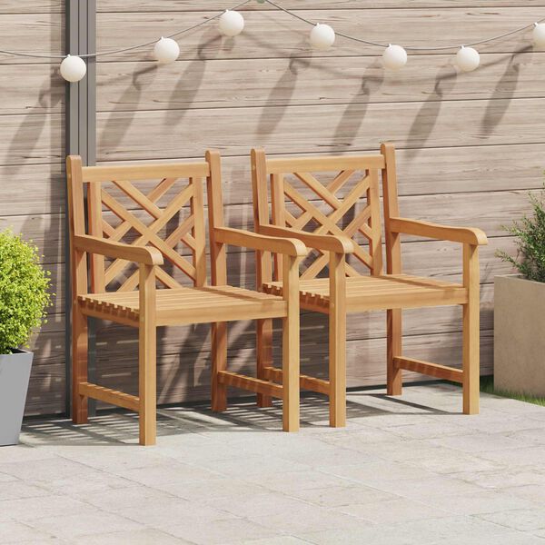 vidaXL Sedia da Giardino 2 pcs 60 x 58 x 90 cm Legno di teak solido