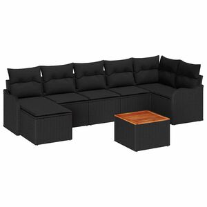 vidaXL Set Divano da Giardino con cuscino 8 pcs Nero polyrattan