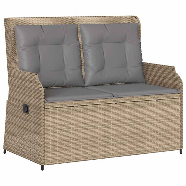 vidaXL Panca Reclinabile da Giardino con Cuscini Beige in Polyrattan