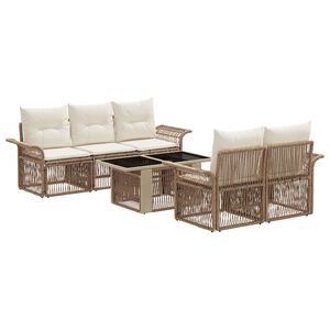 vidaXL Set Divano da Giardino 6 pz Beige e Bianco Crema polyrattan