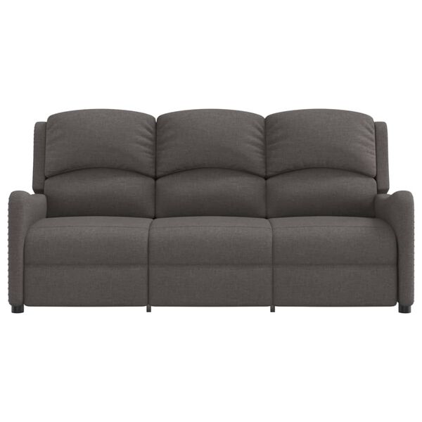 vidaXL Divano Massaggiante Reclinabile a 3 Posti Grigio Scuro Tessuto