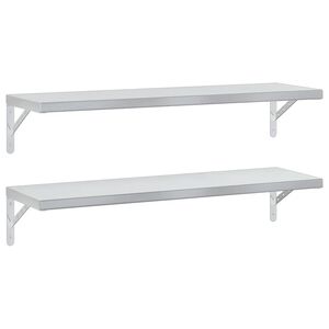 vidaXL Mensole a Muro 2 pz 100x30 cm Argento in Acciaio Inossidabile