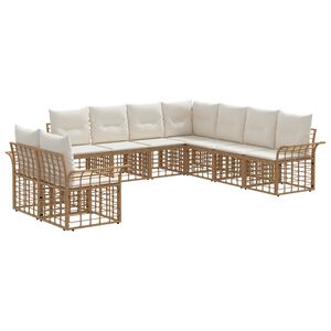 vidaXL Set di divani da esterno 9 pcs Naturale e Bianco Crema