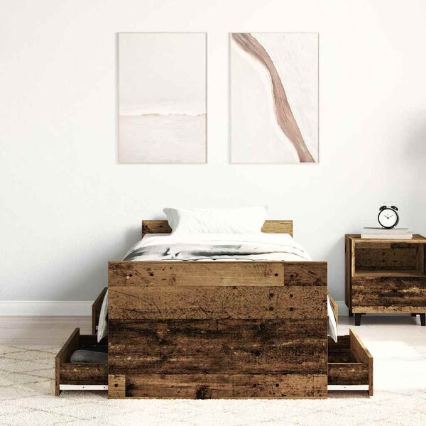 vidaXL Giroletto senza Materasso Legno Antico 100x200cm in Truciolato