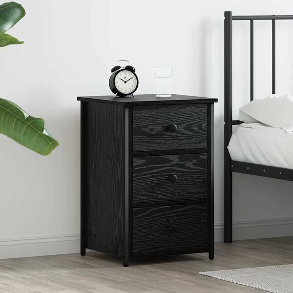 vidaXL Armadio da Notte con cassetto Rovere Nero 40 x 36 x 60 cm