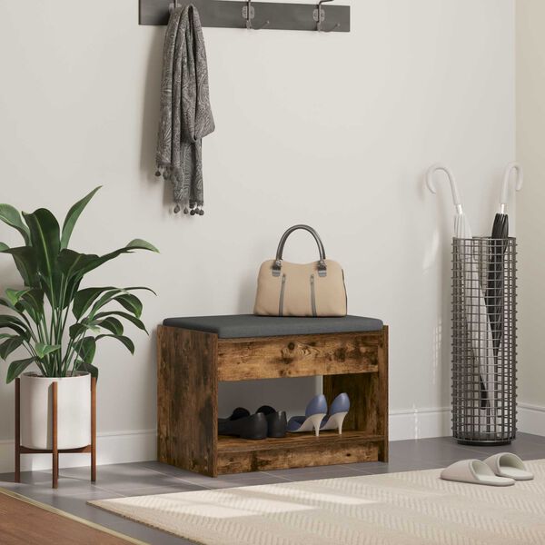vidaXL Panca per ingresso Quercia Affumicata 63 x 38 x 45 cm