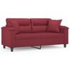 vidaXL Divano a 2 Posti con Cuscini Rosso Vino 140 cm in Similpelle