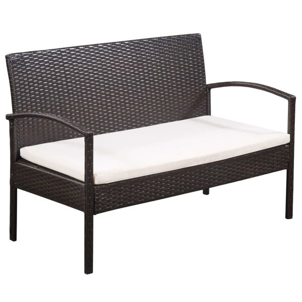 vidaXL Set Divani da Giardino 5 pz con Cuscini in Polyrattan Marrone
