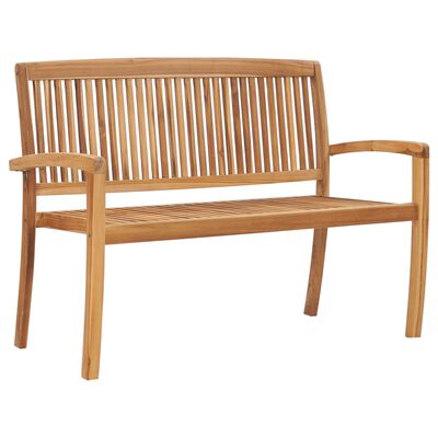 vidaXL Panchina da Giardino Impilabile e Cuscino 128,5cm Teak Massello