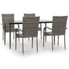 vidaXL Set da Pranzo da Giardino 5 pz Grigio in Polyrattan