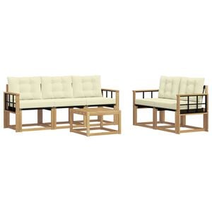 vidaXL Set di divani da esterno con cuscino 6 pcs Bianco e Crema