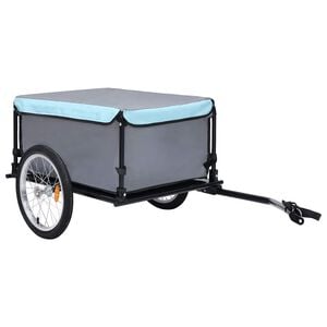 vidaXL Rimorchio da Bici Grigio e Blu 65 kg