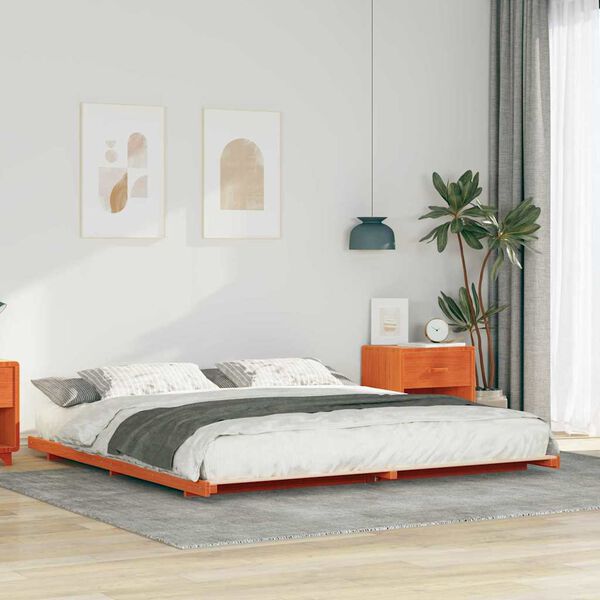 vidaXL Struttura letto a terra Cera marrone 180 x 220 cm