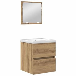 vidaXL Set di mobili per il bagno 2 pz Rovere Artigiano e Bianco