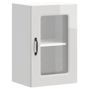 vidaXL Pensile da Cucina con Porta in Vetro Kalmar Bianco Lucido