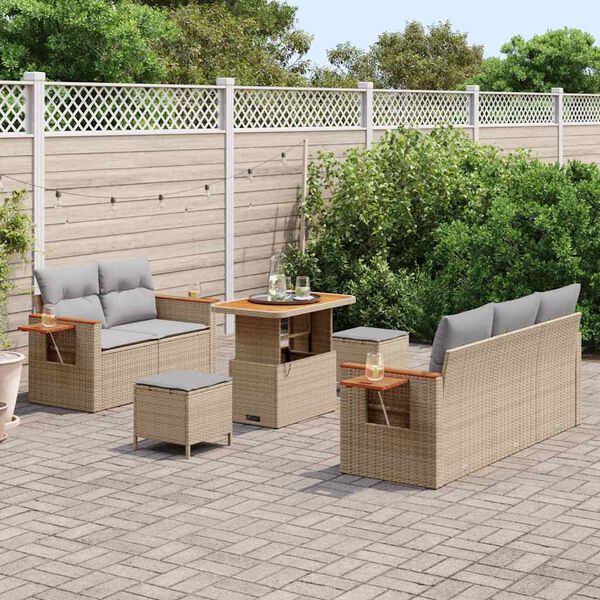 vidaXL Set Divano da Giardino 10 pcs Beige e Grigio Chiaro polyrattan