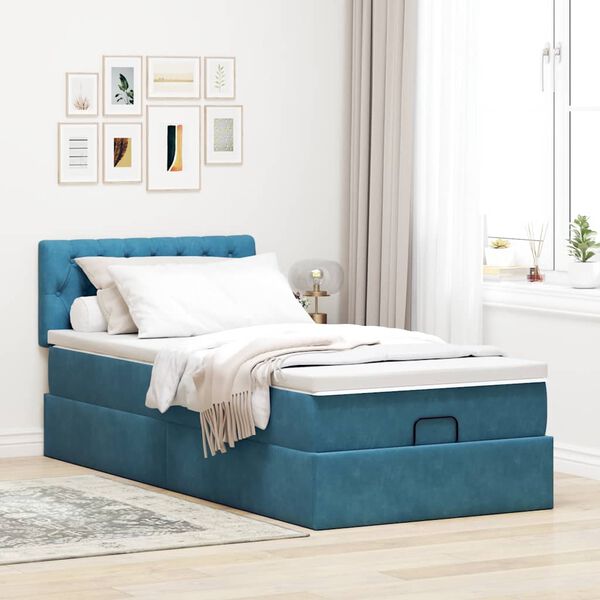 vidaXL Struttura Letto Pouf con Materasso 90x200 cm in Velluto