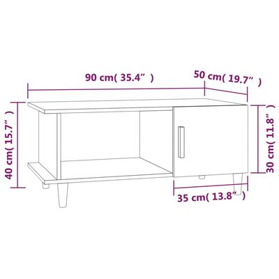 vidaXL Tavolino da Salotto Nero 90x50x40 cm in Legno Multistrato