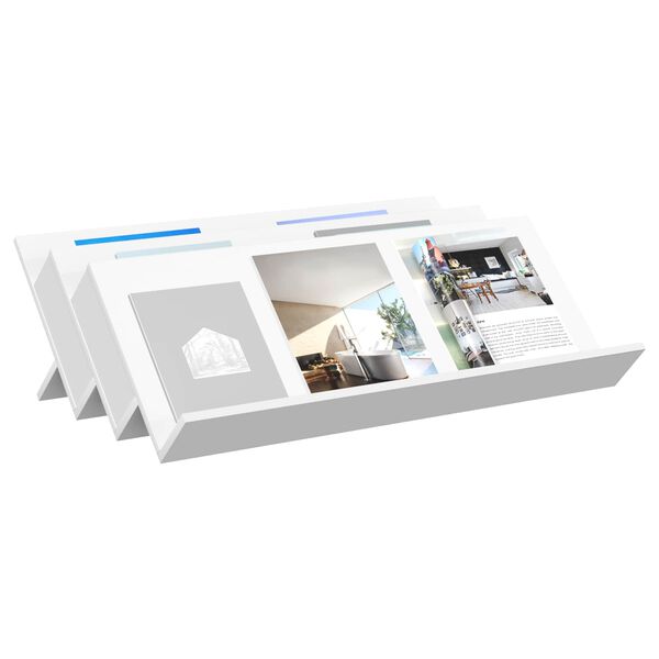 vidaXL Scaffale per riviste Bianco 90 x 53 x 28,5 cm Legno multistrato