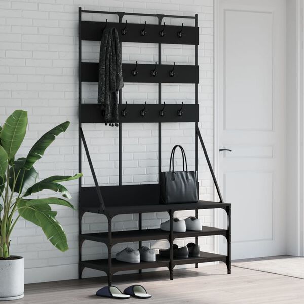 vidaXL Appendiabiti con Porta Scarpe Nero 100x40x184 cm