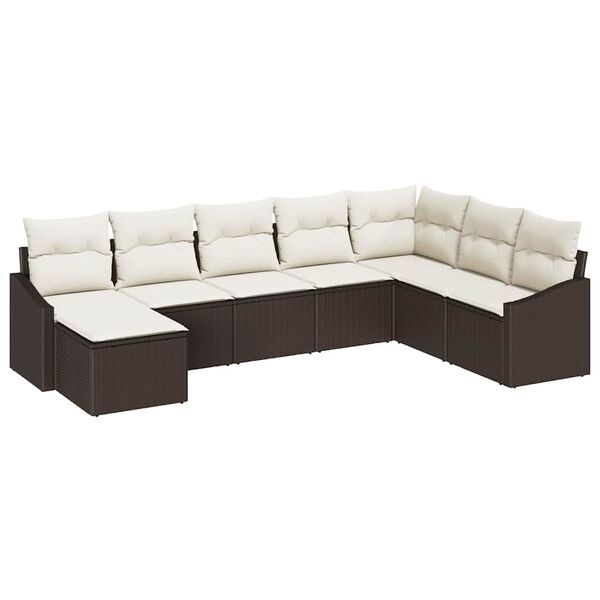 vidaXL Set Divano da Giardino 8 pcs Marrone e Crema polyrattan