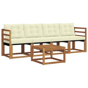 vidaXL Set di divani da esterno con cuscino 5 pcs Naturale e Crema