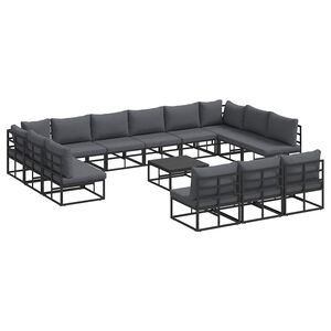 vidaXL Set Divano da Giardino 14 pz Nero Alluminio