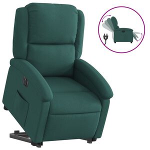 vidaXL Poltrona Alzapersona Reclinabile Elettrica Verde Scuro Tessuto