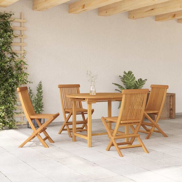 vidaXL Set da Pranzo per Giardino 5 pcs Marrone Legno di teak solido