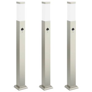 vidaXL Lampioni a dissuasore con sensore 3 pz 80 cm Acciaio Inox IP44