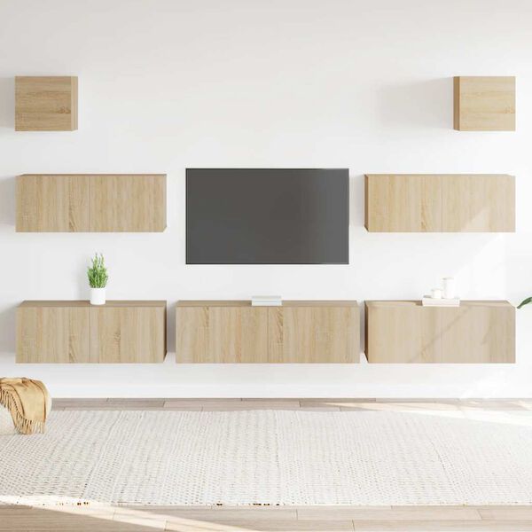 vidaXL Set di Mobili Porta TV 7 pz Rovere Sonoma in Legno Multistrato