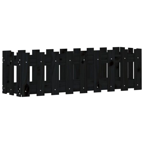vidaXL Fioriera Giardino a Recinzione Nera 100x30x30cm Massello Pino