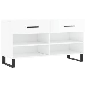 vidaXL Panca Porta Scarpe Bianco Lucido 102x35x55 cm Legno Multistrato