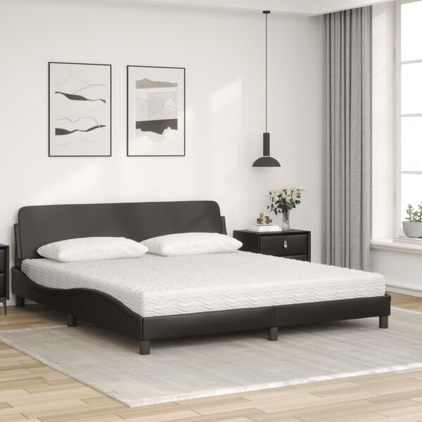 vidaXL Letto con Materasso Dover Nero 180x200 cm in Similpelle